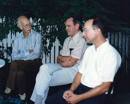 James Robert Hightower, Pat Hanan, and Ron Egan at the Egans' backyard in Arlington, MA, 1987